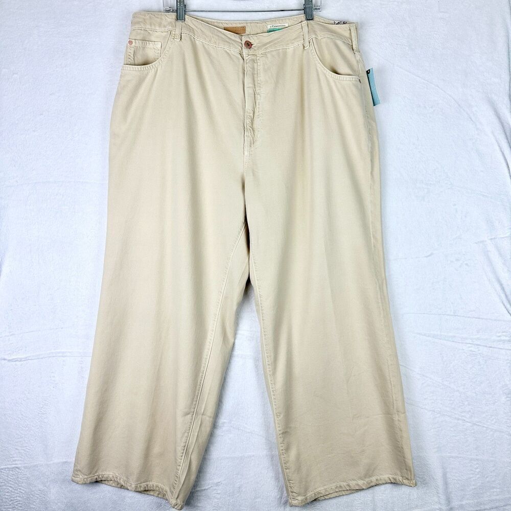 Anthropologie Pilcro The Annie Wide Leg Jeans Size 20W NWT Natural Khaki - Picture 5 of 13